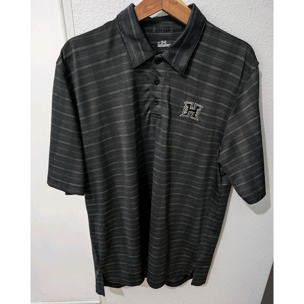Under Armour University Of‎ Hawaii Polo Striped HeatGear Short Sleeve Mens L